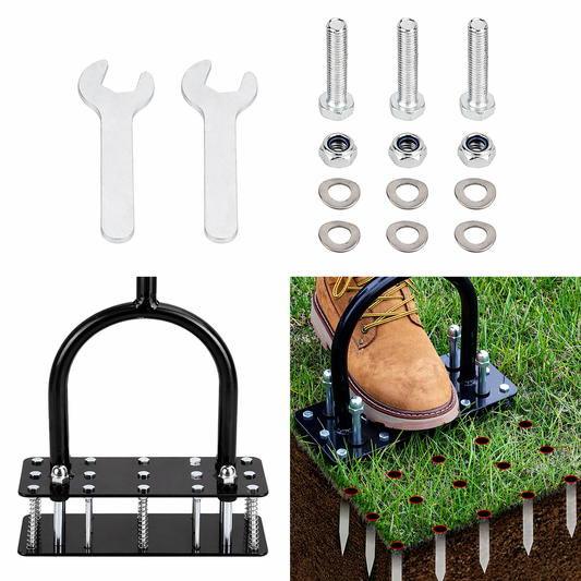 Manual Lawn Aerator Tool – 15 Steel Spikes, Adjustable Height