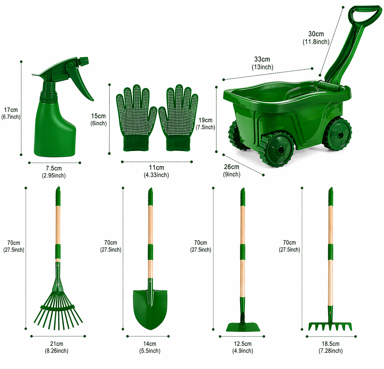 Kids Gardening Tools Set (7-Piece) – Toy Garden Kit for Toddlers Ages 3+