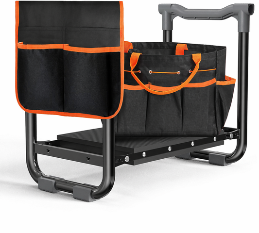 Folding Garden Kneeler & Seat – Heavy-Duty Frame with Tool Pouches