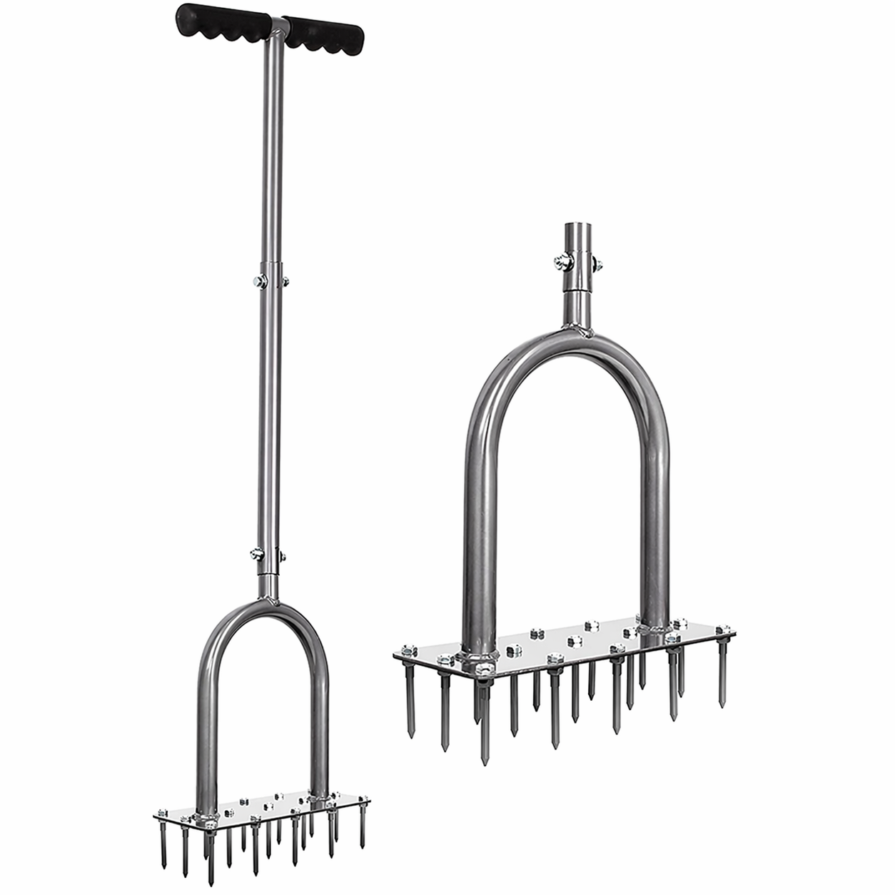 Manual Lawn Aerator Tool – 15 Steel Spikes, Adjustable Height