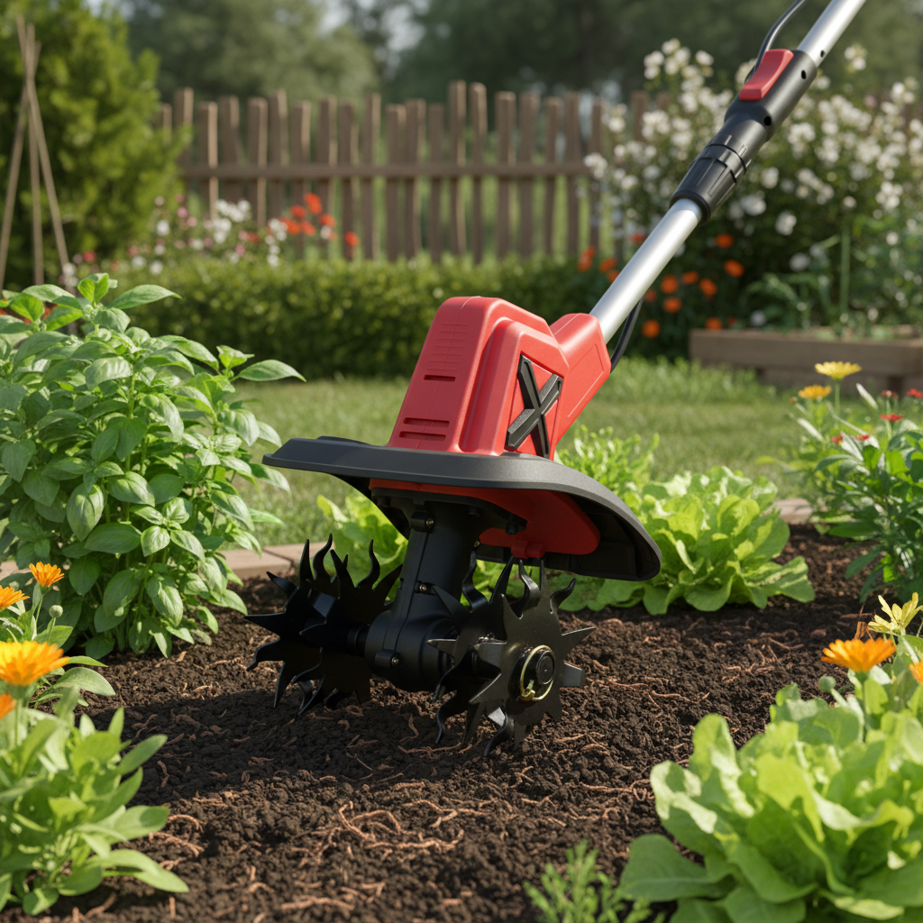 Cordless Electric Garden Tiller (20V) – 9" Width, 7" Depth, 48 Steel Tines
