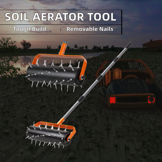 Rolling Lawn Aerator (15-Inch) – Heavy Duty Rolling Spike Aerator Tool