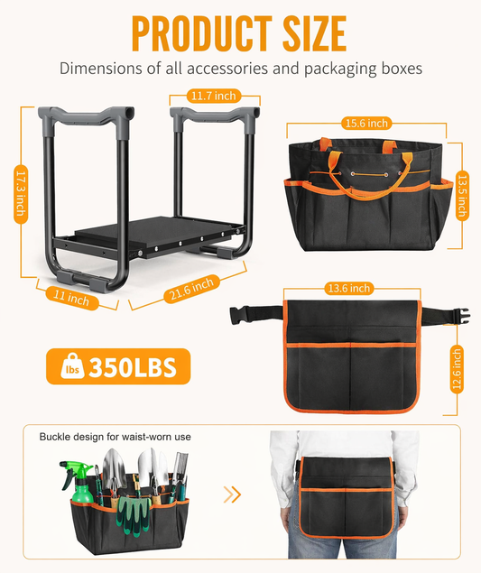 Folding Garden Kneeler & Seat – Heavy-Duty Frame with Tool Pouches
