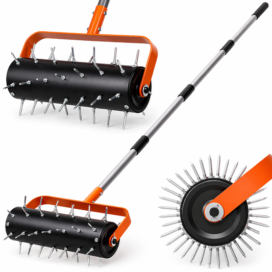Rolling Lawn Aerator (15-Inch) – Heavy Duty Rolling Spike Aerator Tool