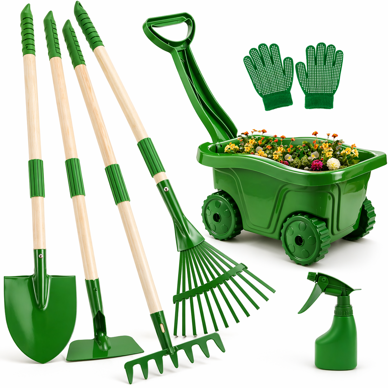 Kids Gardening Tools Set (7-Piece) – Toy Garden Kit for Toddlers Ages 3+